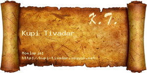Kupi Tivadar névjegykártya